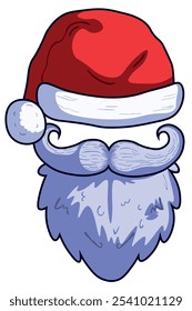 Santa beard and red cap santa flat icon. Vector illustration isolated on white background