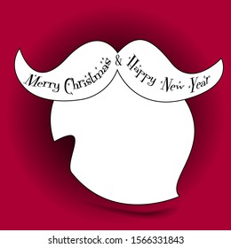 Santa beard with text Merry Christmas and Happy New Year postcard