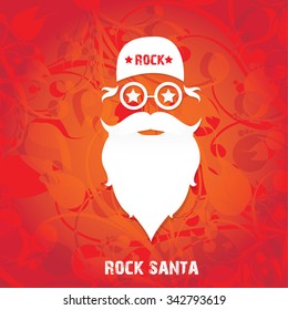 Santa beard vector .Christmas hipster poster for party or greeting card. . Santa Hipster Claus. vector merry christmas art design. 