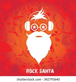 Santa beard vector .Christmas hipster poster for party or greeting card. . Santa Hipster Claus. vector merry christmas art design. 