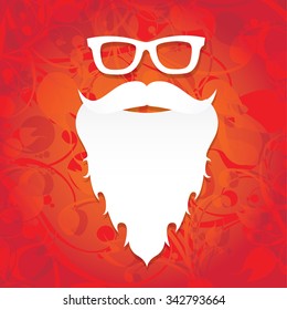 Santa beard vector .Christmas hipster poster for party or greeting card. . Santa Hipster Claus. vector merry christmas art design. 