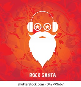 Santa beard vector .Christmas hipster poster for party or greeting card. . Santa Hipster Claus. vector merry christmas art design. 