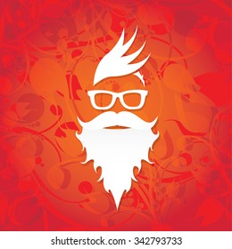 Santa beard vector .Christmas hipster poster for party or greeting card. . Santa Hipster Claus. vector merry christmas art design. 