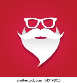 Santa beard vector .Christmas hipster poster for party or greeting card. Santa Hipster Claus. vector merry christmas art design.