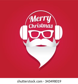 Santa beard vector .Christmas hipster poster for party or greeting card. Santa Hipster Claus. vector merry christmas art design.