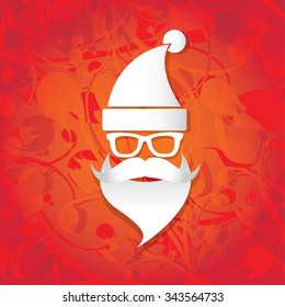 Santa beard vector .Christmas hipster poster for party or greeting card. Santa Hipster Claus. vector merry christmas art design.