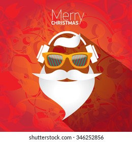 Santa beard vector .Christmas hipster poster for party or greeting card . Santa Hipster Claus. vector merry christmas art design.