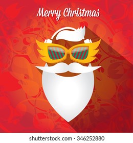 Santa beard vector .Christmas hipster poster for party or greeting card . Santa Hipster Claus. vector merry christmas art design.