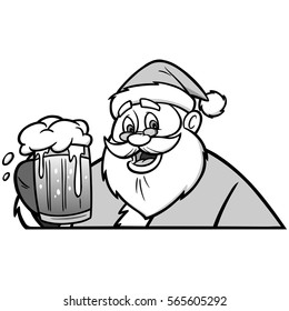 Santa with Beer Illustration
