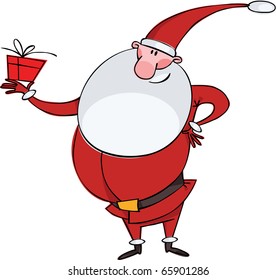 Santa with a big beard and a gift