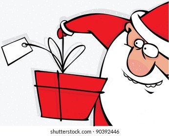 Santa with a big beard and a gift