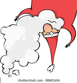 Santa with a big beard upside down