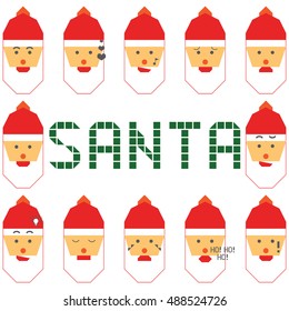 Santa big emotion set text white background