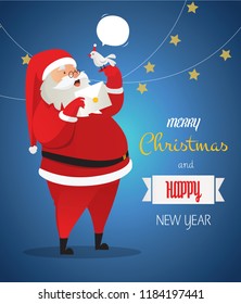 santa and bird illustration
