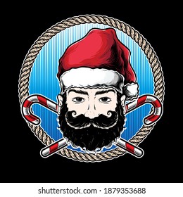 santa with black beard vector logo