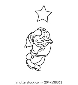 santa black and white for kids coloring book, background, and sticker