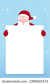 santa with blank white board background vector