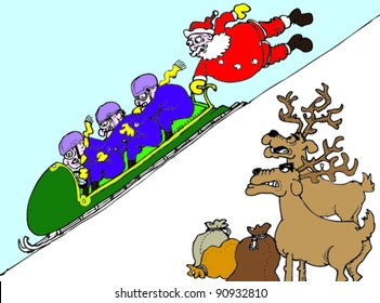 Santa and bobsleigh