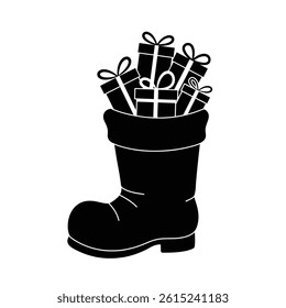 Santa Boot Filled With Gifts Vector Illustration Festive Holiday Season