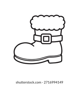 Santa Boot Line Icon Vector para Navidades Costume Element, Símbolo de contorno mínimo para App de Web UI