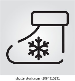 Santa Boot Vector Icon in Line Style