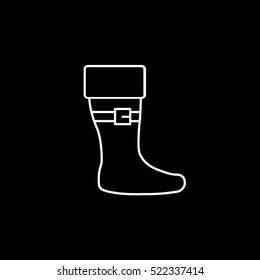 Santa Boots Christmas New Year Line Icon On Black Background