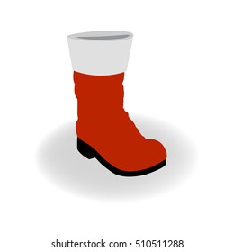 Santa Boots Icon Symbol Design. Vector Red santa shoes illustration isolated on white background