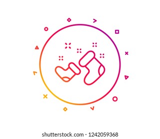 Santa boots line icon. Christmas or New year sign. Claus symbol. Gradient pattern line button. Santa boots icon design. Geometric shapes. Vector