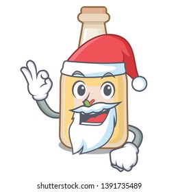 Santa bottle apple cider above cartoon table