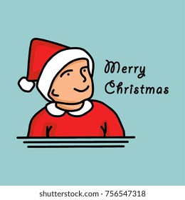 Santa boy is smiling