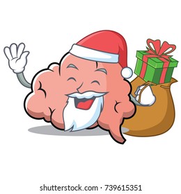 Santa brain character cartoon mascot