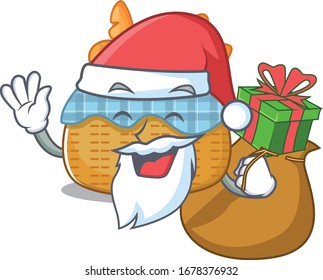 Cesta de pan de Santa Caricatura Diseño de carácter con caja de regalo