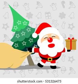 Santa bring bag and Christmas gifts 