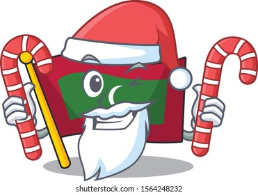 Santa bring candy cartoon flag maldives in with mascot