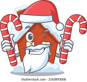 santa bring candy winter house with in character shape