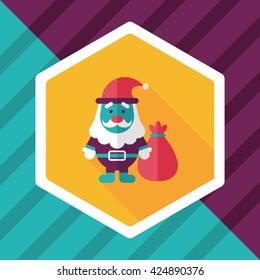 santa bring gifts flat icon with long shadow,eps10