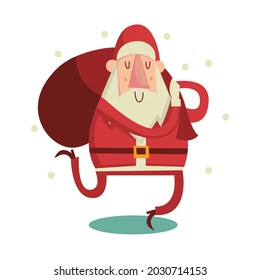 Santa bringing the full of sacks. Flat icon style, fully editable in vector format, suitable for EPS 10.
