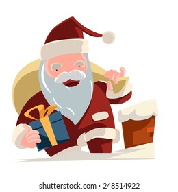 Santa bringing gifts vector illustration cartoon character