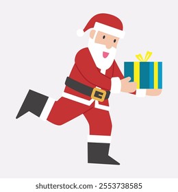 Santa brings gifts, Santa Claus vector flat. Santa Claus