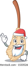 Santa broom behind in the character door