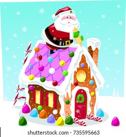 Santa building Gingerbread house