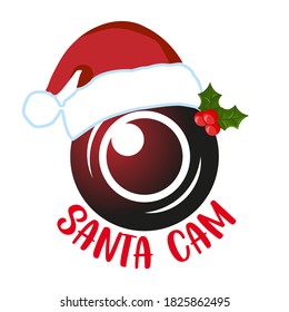 Santa Cam - Santa's calligraphy phrase for Christmas. Hand drawn lettering for Xmas greetings cards, invitations. Good for t-shirt, mug, scrap booking, gift, printing press. Holiday quotes.