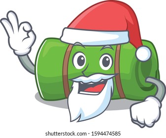 Santa camping mat Scroll cartoon character design with ok finger