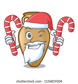 Santa with candy amphora mascot cartoon style
