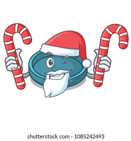 Santa with candy ashtray mascot cartoon style