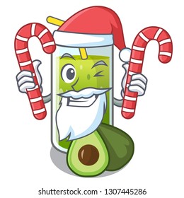 Santa with candy avocado smoothies in the cartoon shape