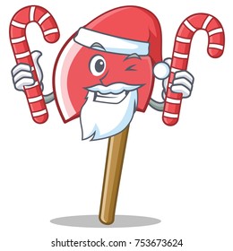 Santa with candy axe character cartoon style vector illustration