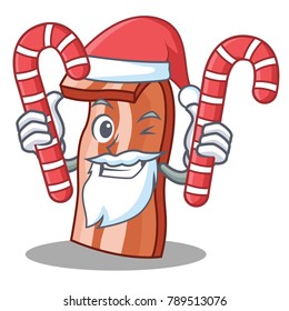 Santa with candy bacon mascot cartoon style