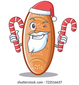 Santa with candy baked bread character cartoon