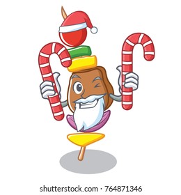 Santa with candy barbecue character cartoon style